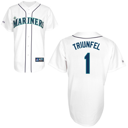 Carlos Triunfel #1 Youth Baseball Jersey-Seattle Mariners Authentic Home White Cool Base MLB Jersey